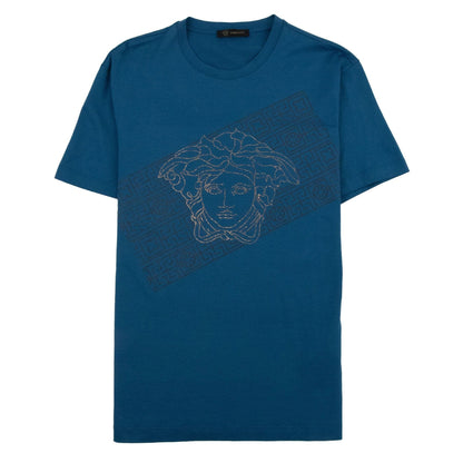 Versace Rhinestone Logo T-Shirt Turquoise