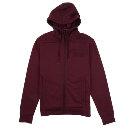 Hugo Boss Saggy Embossed Logo Hoodie Burgundy