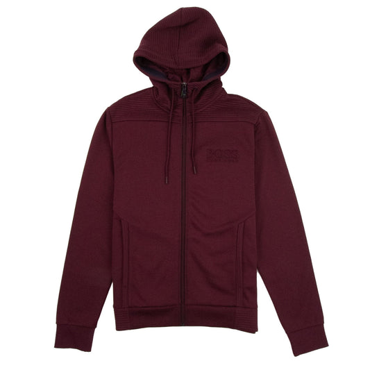 Hugo Boss Saggy Embossed Logo Hoodie Burgundy