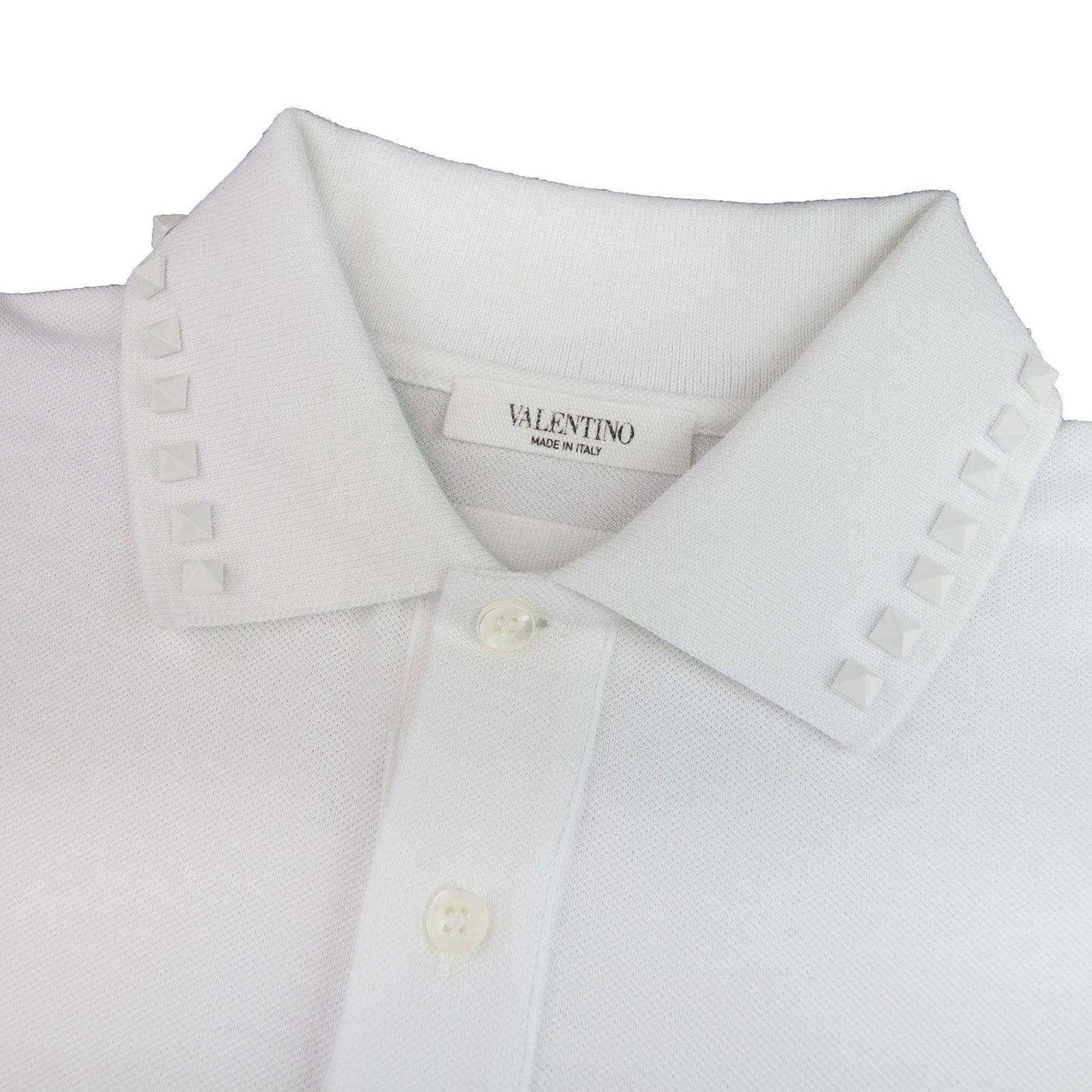 Valentino Rockstud Polo Shirt White