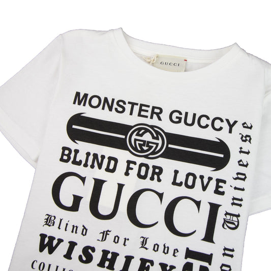 Gucci Junior Logomania Print T-shirt Cream/Black 9024