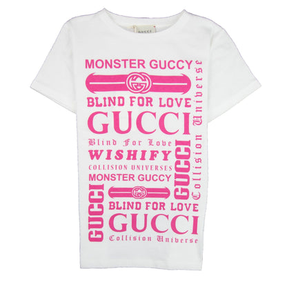 Gucci Junior Logomania Print T-shirt Cream/Pink 9473