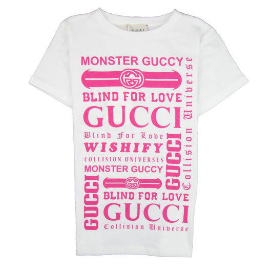 Gucci Junior Logomania Print T-shirt Cream/Pink 9473