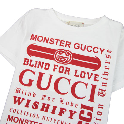 Gucci Junior Logomania Print T-Shirt Cream/Red 9250