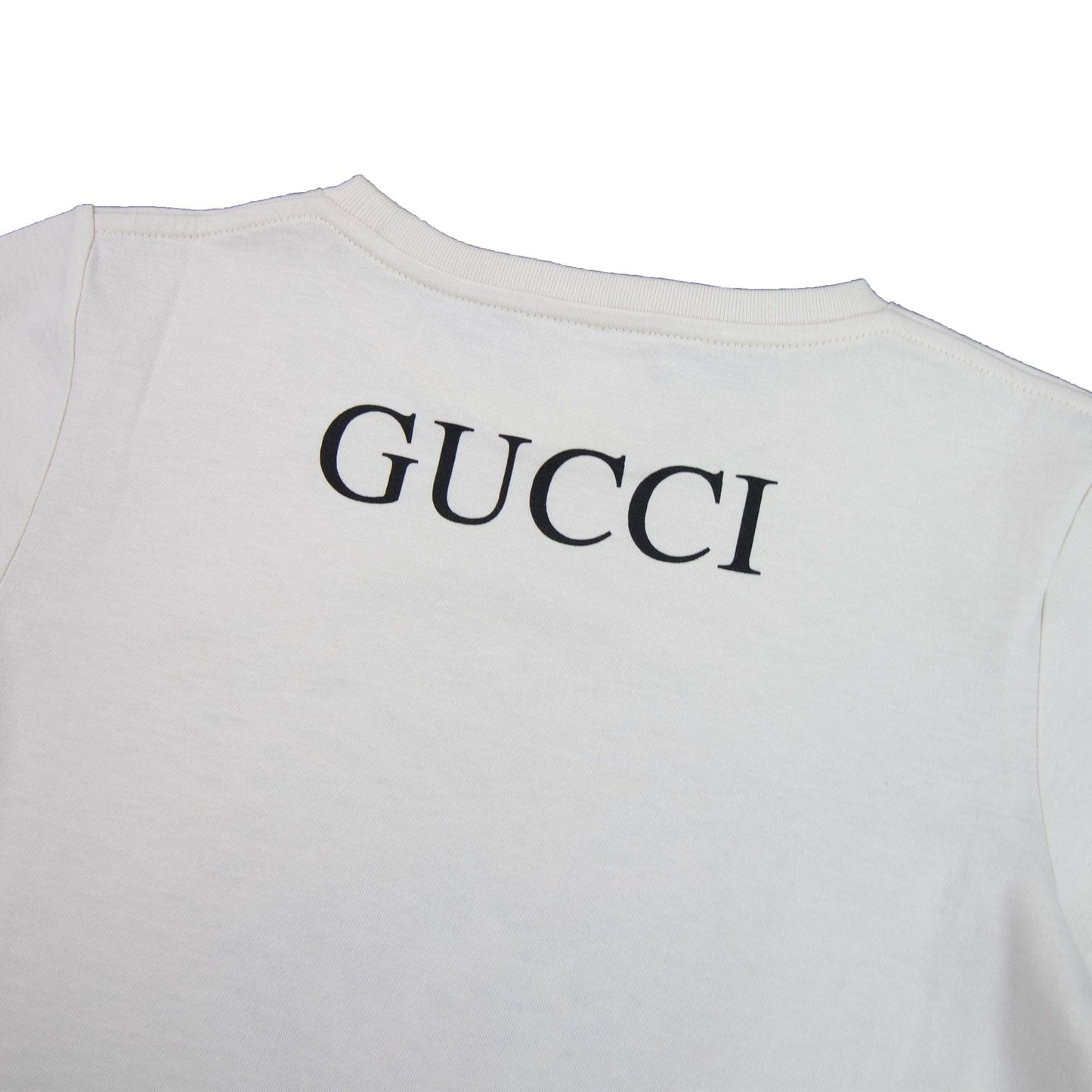 Gucci Junior Cheetah Logo Crew Neck T-shirt Cream 9247