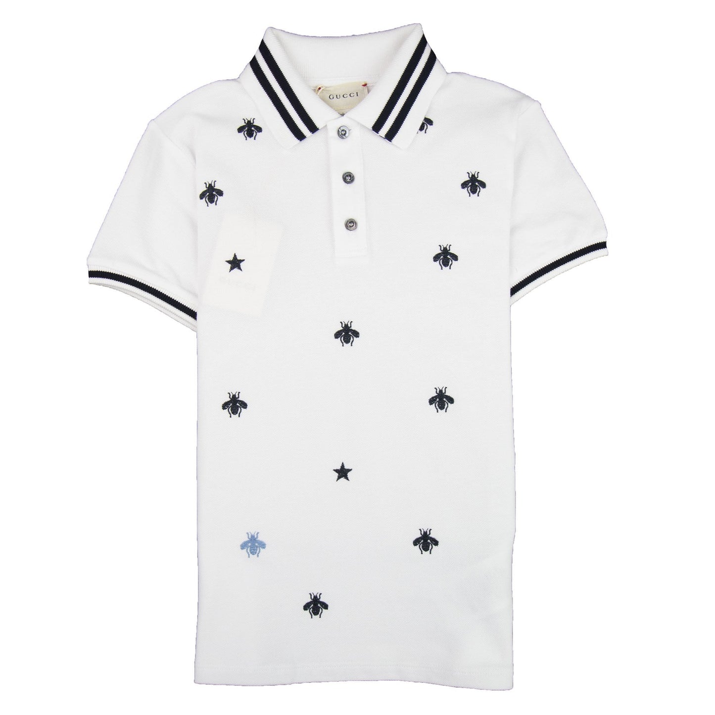 Gucci Junior Bees And Stars Polo Shirt White 9061