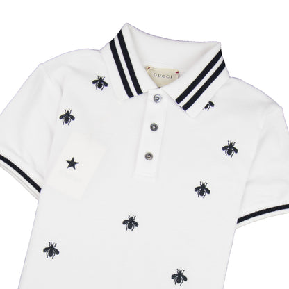 Gucci Junior Bees And Stars Polo Shirt White 9061