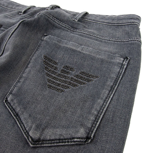 Emporio Armani Stud Logo 5 Pocket Pants Denim Nero 0005
