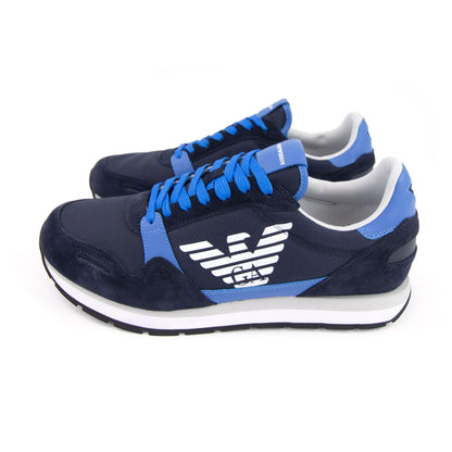 Emporio Armani Eagle Logo Running Trainer Blue