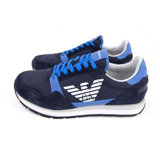 Emporio Armani Eagle Logo Running Trainer Blue