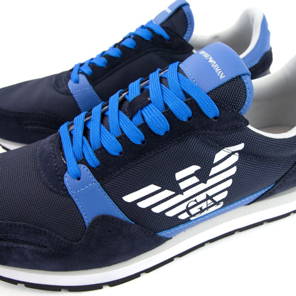 Emporio Armani Eagle Logo Running Trainer Blue