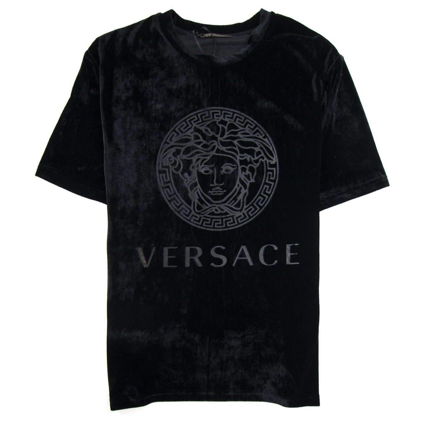 Versace Velour Medusa T-Shirt Black