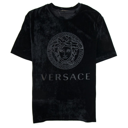 Versace Velour Medusa T-Shirt Black