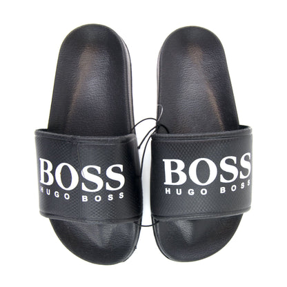 Hugo Boss Kids Logo Slides Black