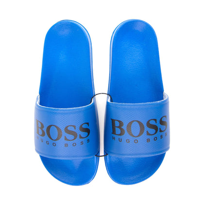 Hugo Boss Kids Logo Slides Blue