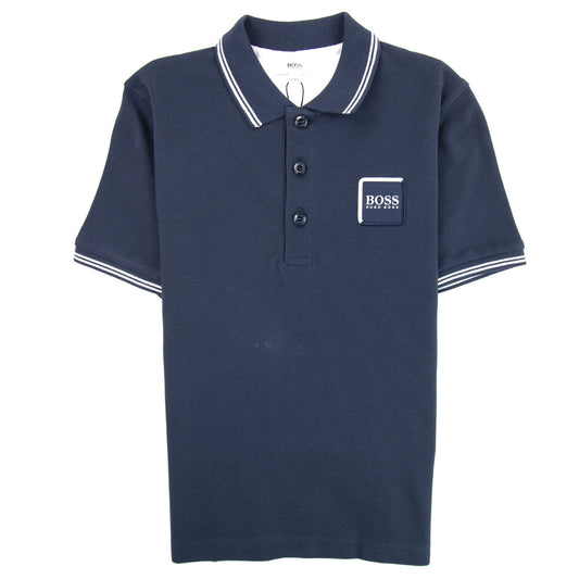 Hugo Boss Kids Square Logo Short Sleeve Polo Navy
