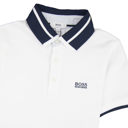 Hugo Boss Kids Alternate Collar Short Sleeve Polo White