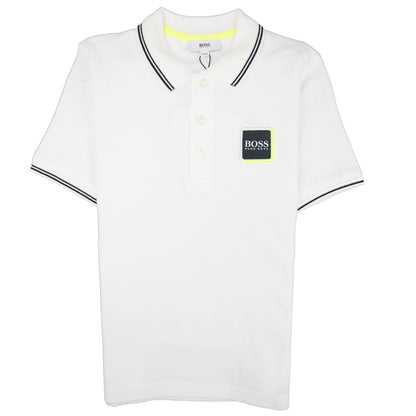 Hugo Boss Kids Square Logo Short Sleeve Polo White