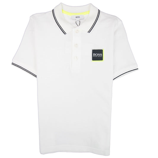 Hugo Boss Kids Square Logo Short Sleeve Polo White
