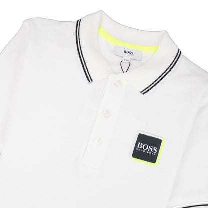 Hugo Boss Kids Square Logo Short Sleeve Polo White