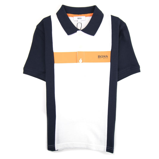 Hugo Boss Kids Chest Striped Short Sleeved Polo Blue/white/orange