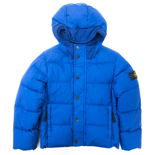 Stone Island Junior Garment Dyed Crinkle Reps Ny Down Jacket Electric Blue V0022