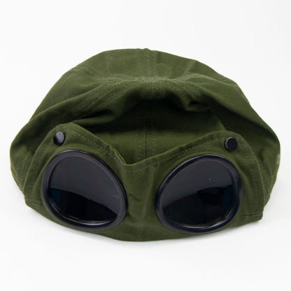CP Company Embroidered Logo Goggle Baseball Cap Khaki