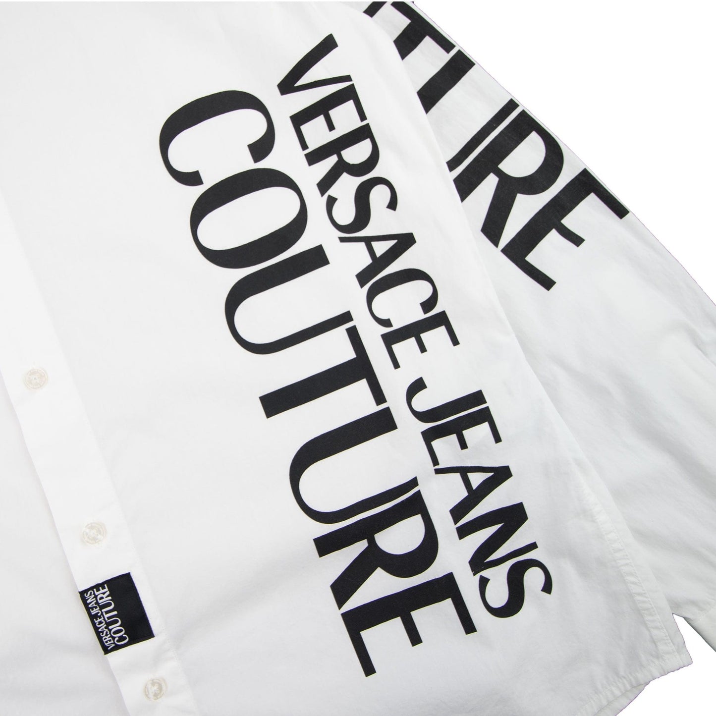 Versace Jeans Couture Etichetta Detail Cotton Long Sleeve Shirt White