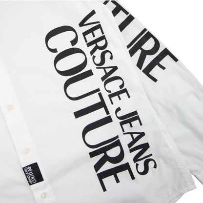 Versace Jeans Couture Etichetta Detail Cotton Long Sleeve Shirt White