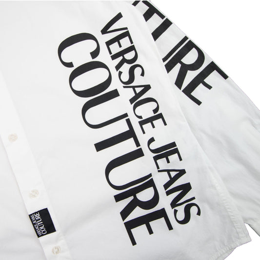 Versace Jeans Couture Etichetta Detail Cotton Long Sleeve Shirt White