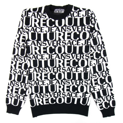 Versace Jeans Couture Front Print Crew Neck Letter Jumper Black/white
