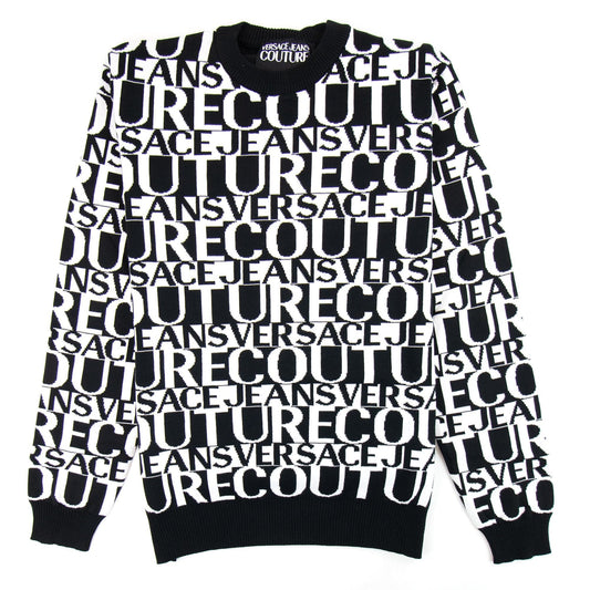Versace Jeans Couture Front Print Crew Neck Letter Jumper Black/white
