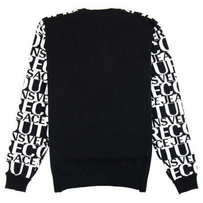 Versace Jeans Couture Front Print Crew Neck Letter Jumper Black/white