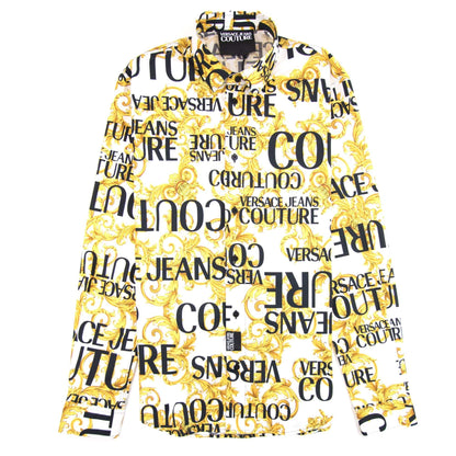 Versace Jeans Couture Logo Baroque Long Sleeve Print Shirt White