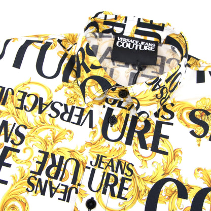 Versace Jeans Couture Logo Baroque Long Sleeve Print Shirt White