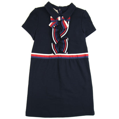 Gucci Junior Bow Web Dress Navy