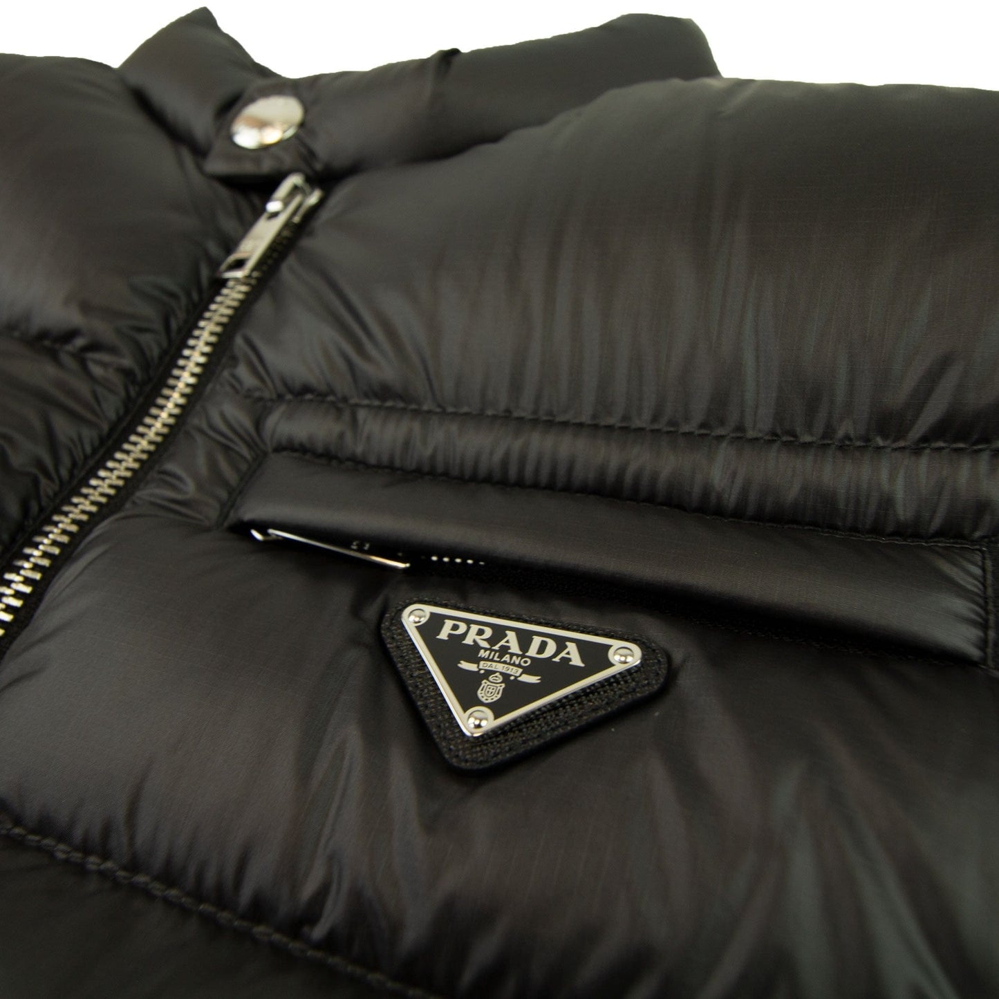 Prada Piumino Ripstop Gilet Nero/salvia