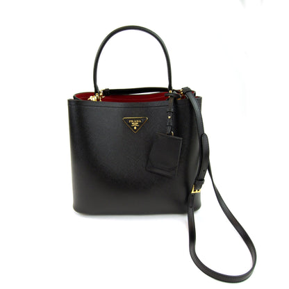 Prada Panier Saffiano Leather Bag Nero/fuoco