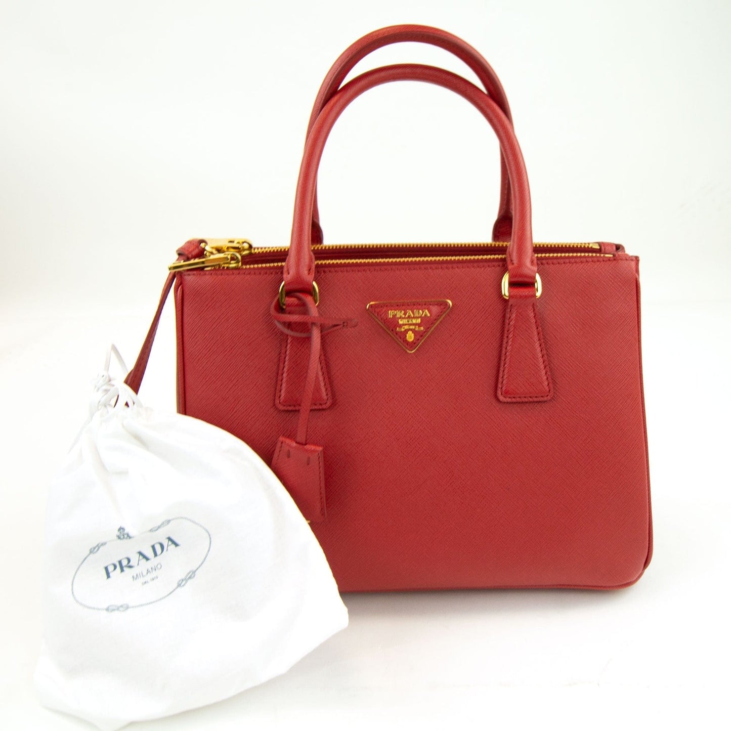 Prada Galleria Mini Saffiano Tote Bag Red Fuoco
