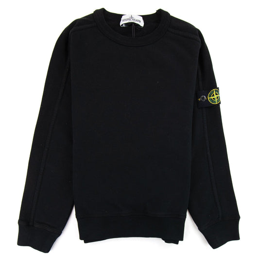 Stone Island Junior Patch Logo Crew Neck Sweatshirt Black V0029
