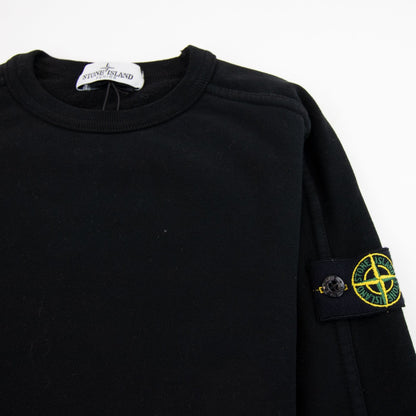 Stone Island Junior Patch Logo Crew Neck Sweatshirt Black V0029