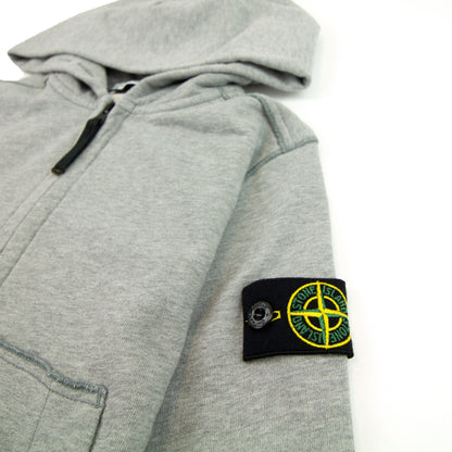 Stone Island Junior Patch Logo Zip Up Hoodie Light Grey V1064