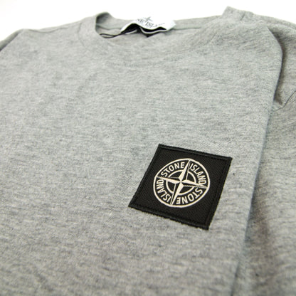 Stone Island Junior Chest Logo Long Sleeve T-Shirt Light Grey V1064