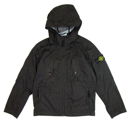 Stone Island Junior Front Pocket Hooded Jacket Black V0029
