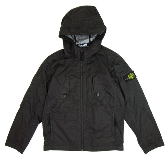 Stone Island Junior Front Pocket Hooded Jacket Black V0029