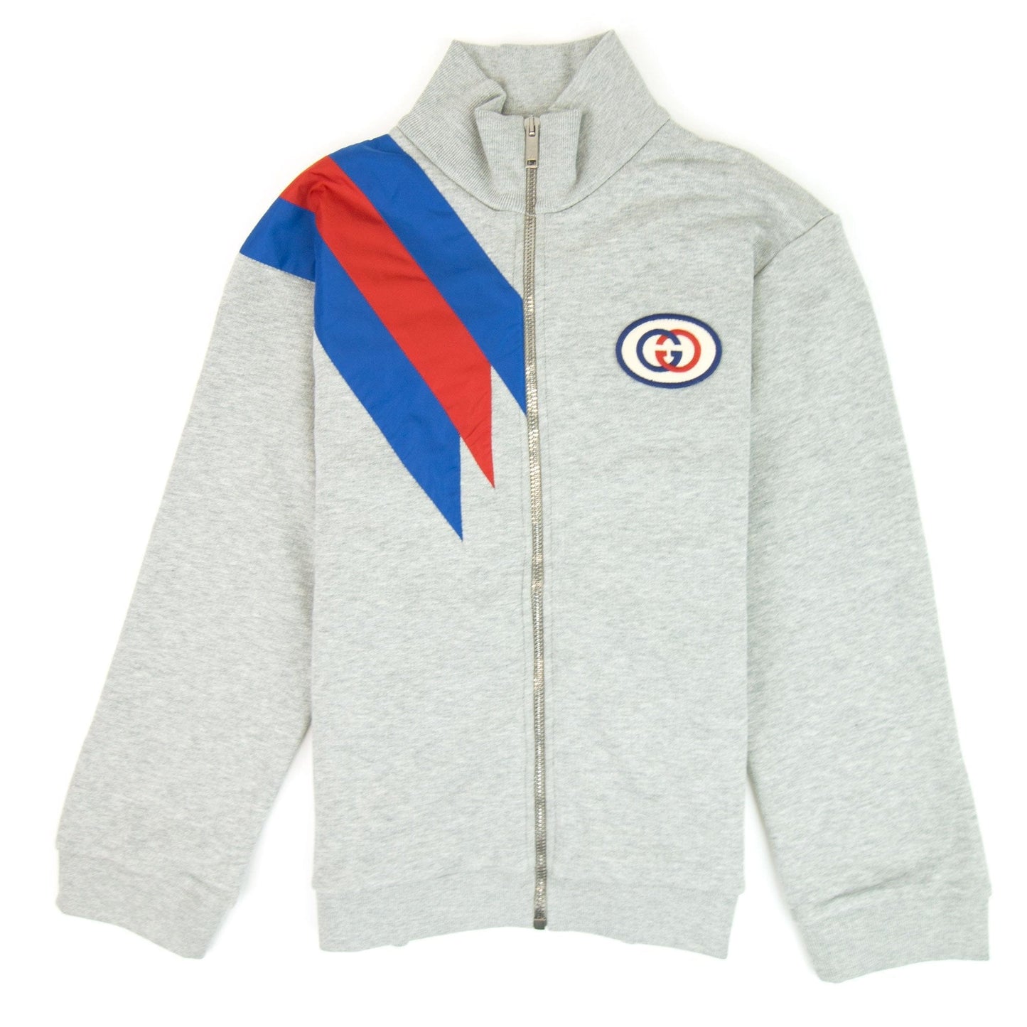 Gucci Junior Funnel Neck 3 Stripe Jacket Grey