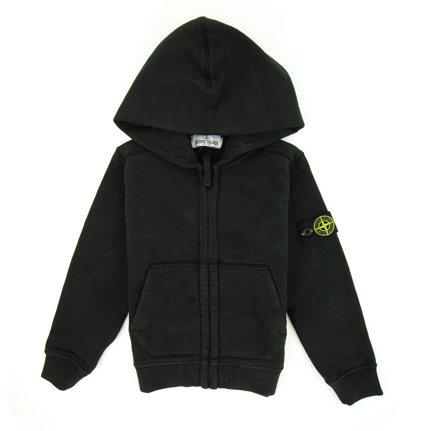 Stone Island Junior Zip Up Hooded Sweatshirt Black V0029