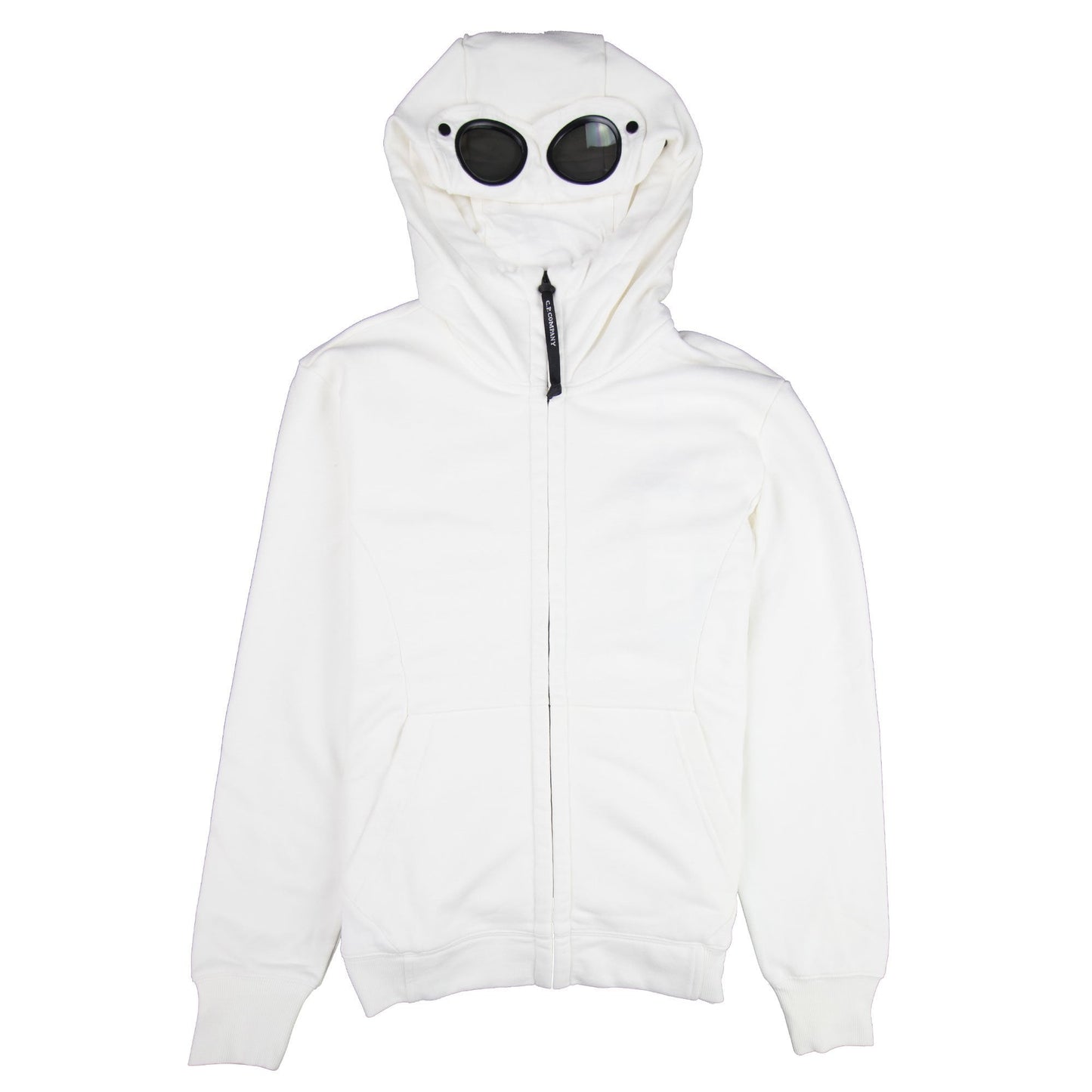 CP Company Diagonal Raised Fleece Goggle Full Zip Hoodie Off White 103