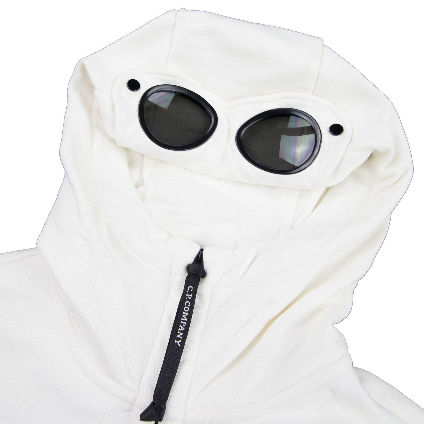 CP Company Diagonal Raised Fleece Goggle Full Zip Hoodie Off White 103