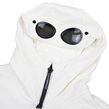 CP Company Diagonal Raised Fleece Goggle Full Zip Hoodie Off White 103